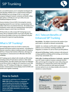 Sip Trunking brochure for businesses in Maryland, Washington DC, and Virginia that are interested in SIP Trunks