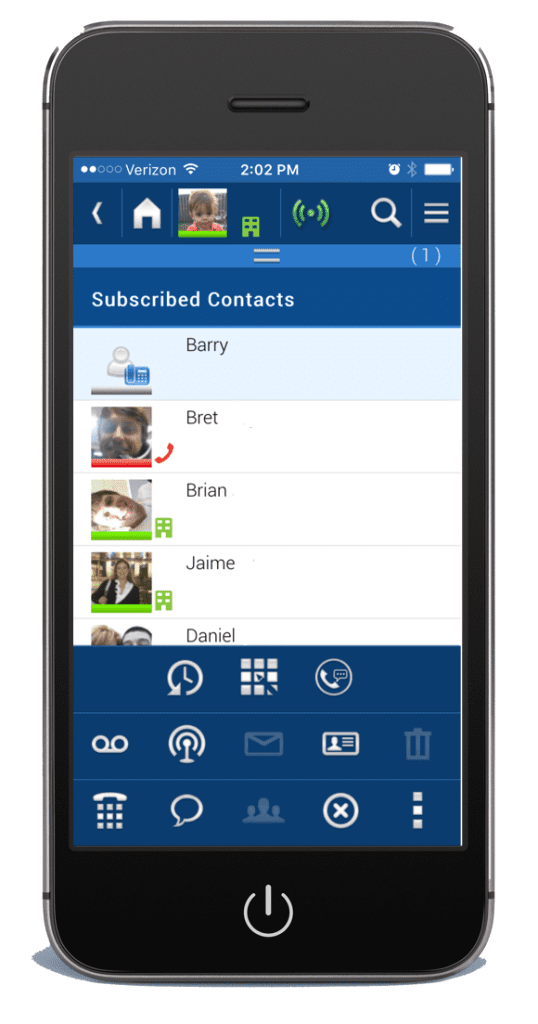 iphone screen shot of toshiba unified communications smartphone application