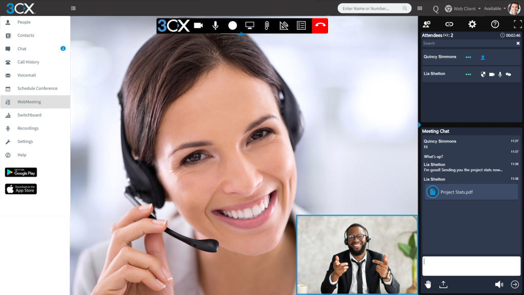 3CX Video Conferencing with client Video conference between two professionals using the 3CX video conferencing software.