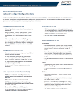 network specifications and configurations for deploying a voice over IP, cloud, or hosted pbx 
