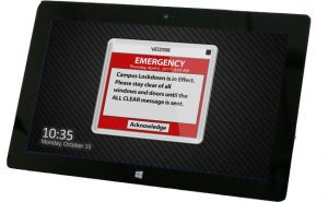 Mass Notifications System blast out Emergency screen pops on tablet