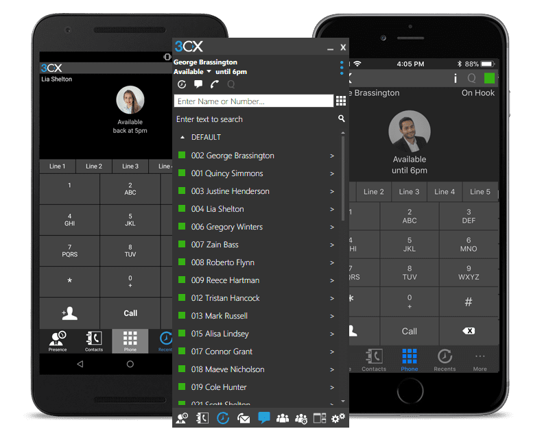 3CX PBX system mobile app clients for iphone and Android