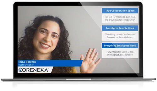 CoreNexa Hosted PBX video Lightboard mode screenshot 