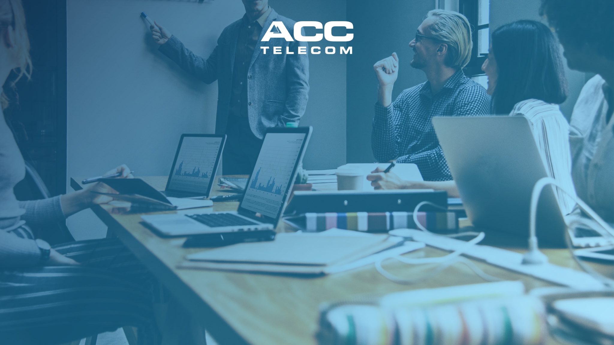 Graphic showing connected user icons with the phrase "The Problem with Internal Communication Tools, in Plain Terms," highlighting issues collaboration tools aim to solve using unified communications technology.